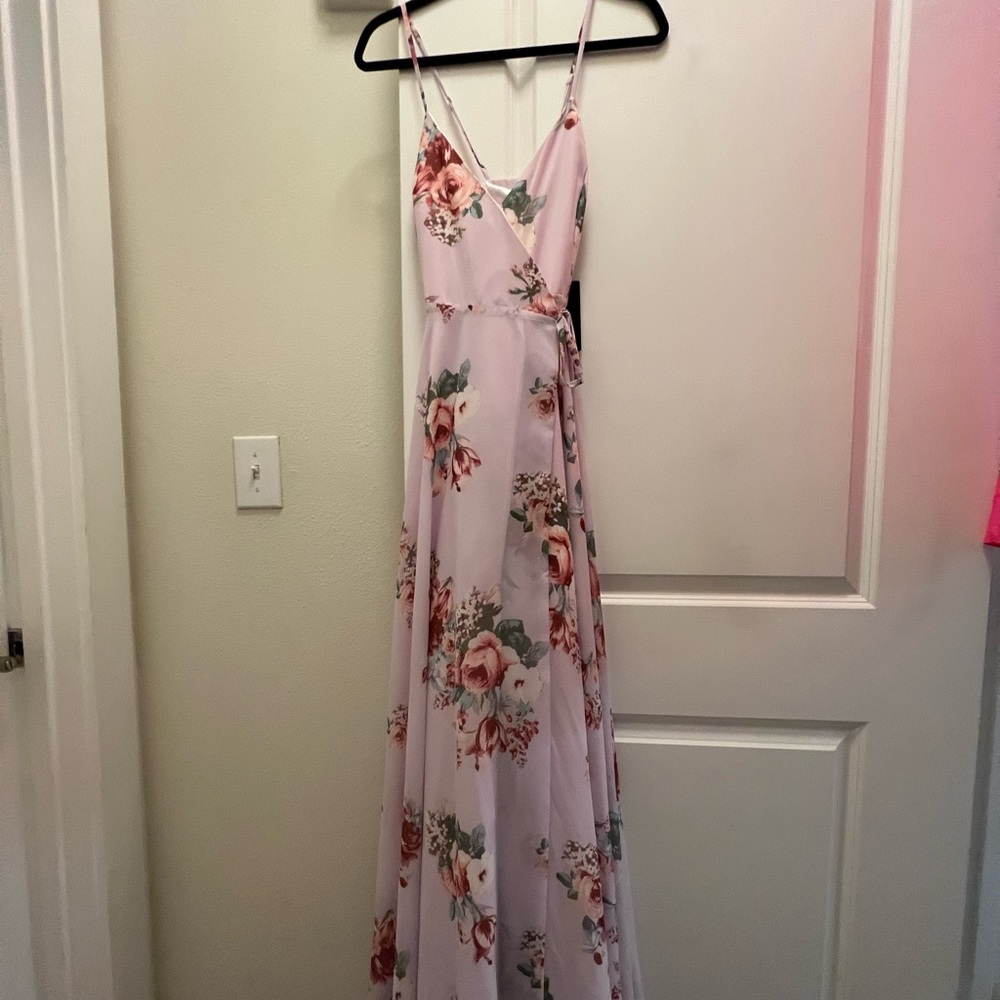 Lulus Floral Pink Maxi Wrap Dress